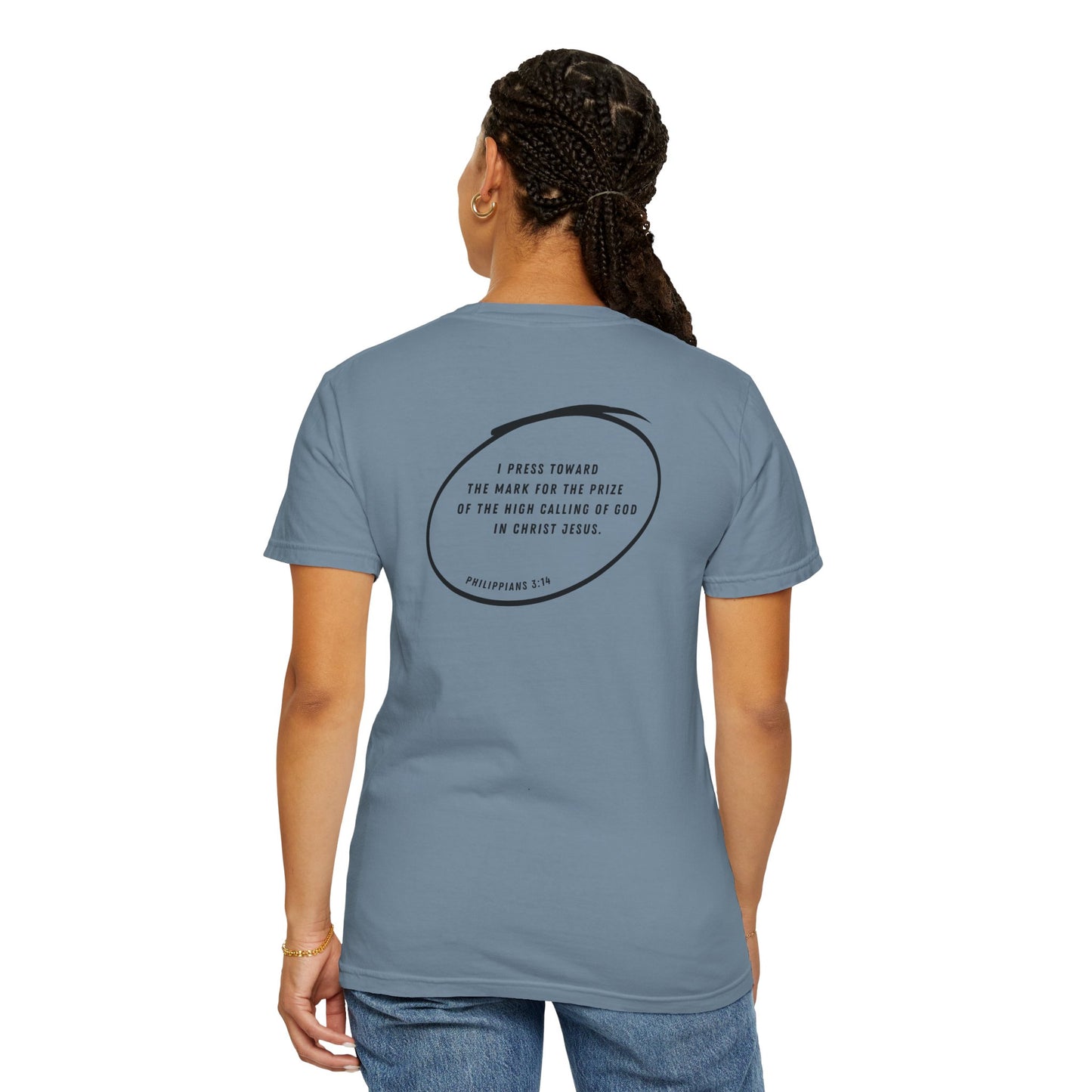 RELENTLESSLY DETERMINED - Philippians 3:14 (short sleeve in Bay, Grey or Ice Blue)
