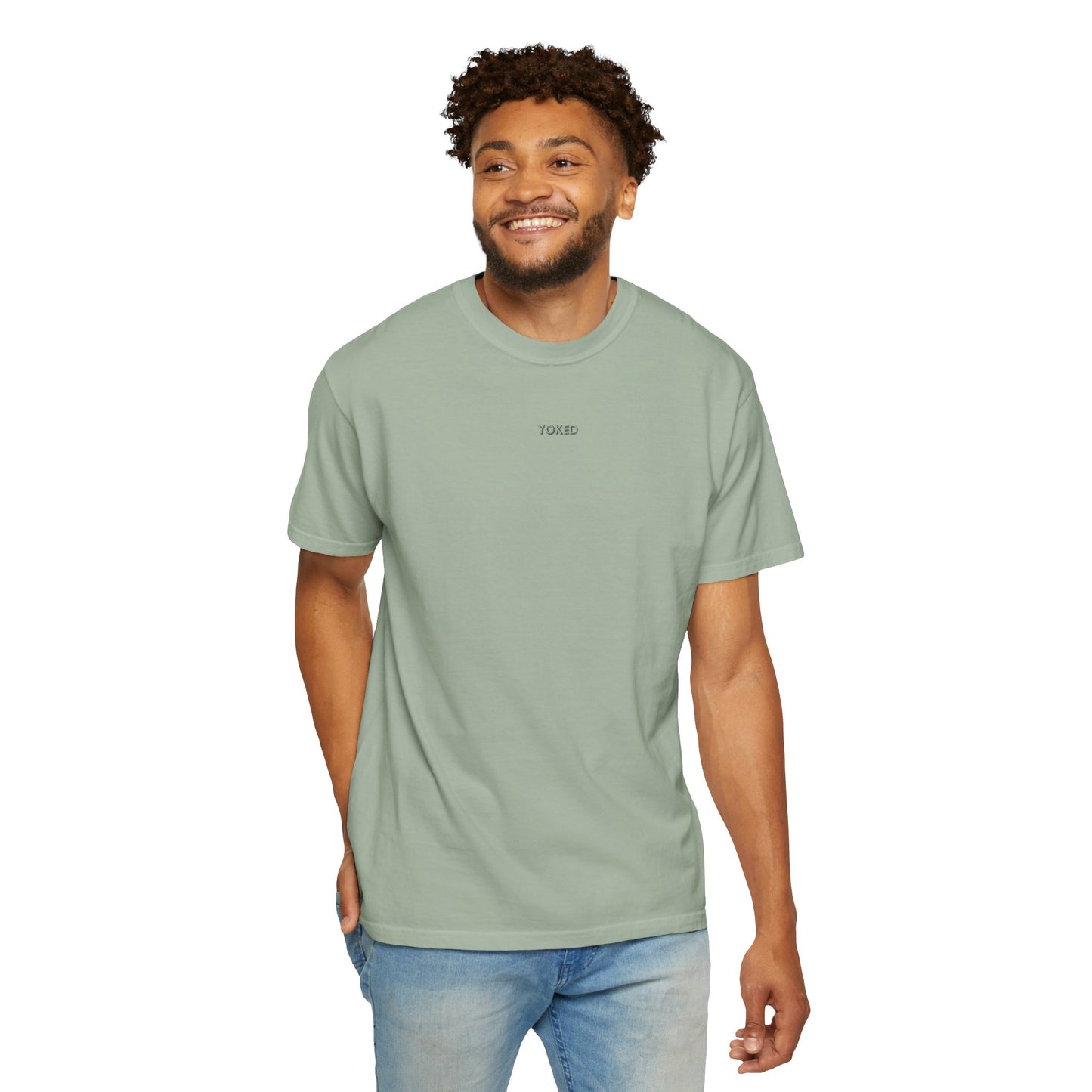 YOKED - Matthew 11:29 (short sleeve in Washed Denim, Bay or Ivory)