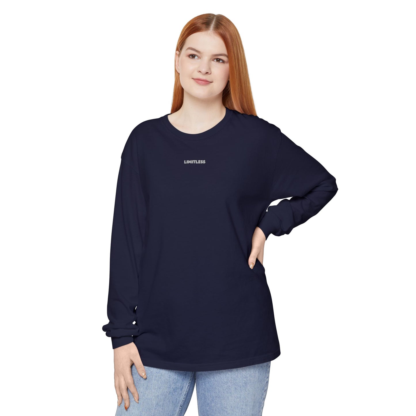 LIMITLESS - 1 Corinthians 2:9 (long sleeve in True Navy, Blue Jean, or Pepper)