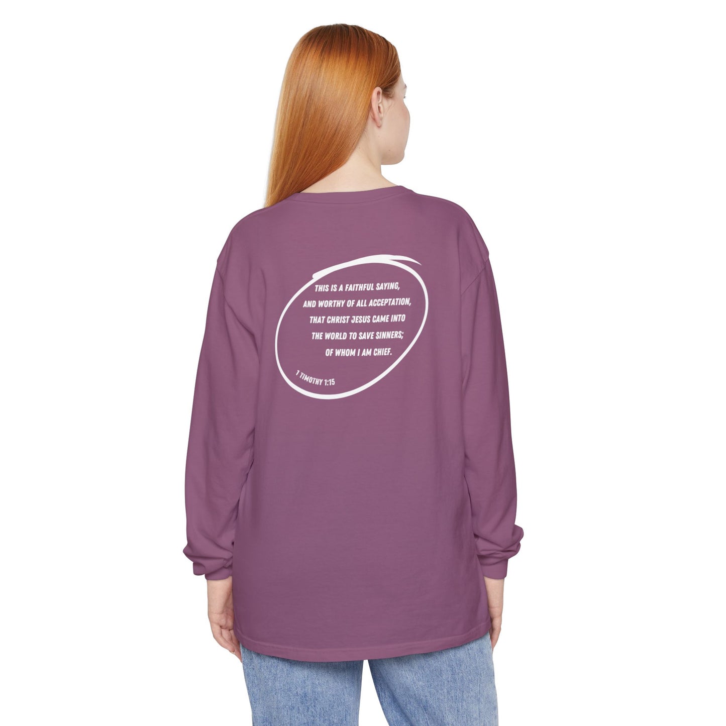 FORGIVEN - 1 Timothy 1:15 (long sleeve in Black, Berry or Midnight)