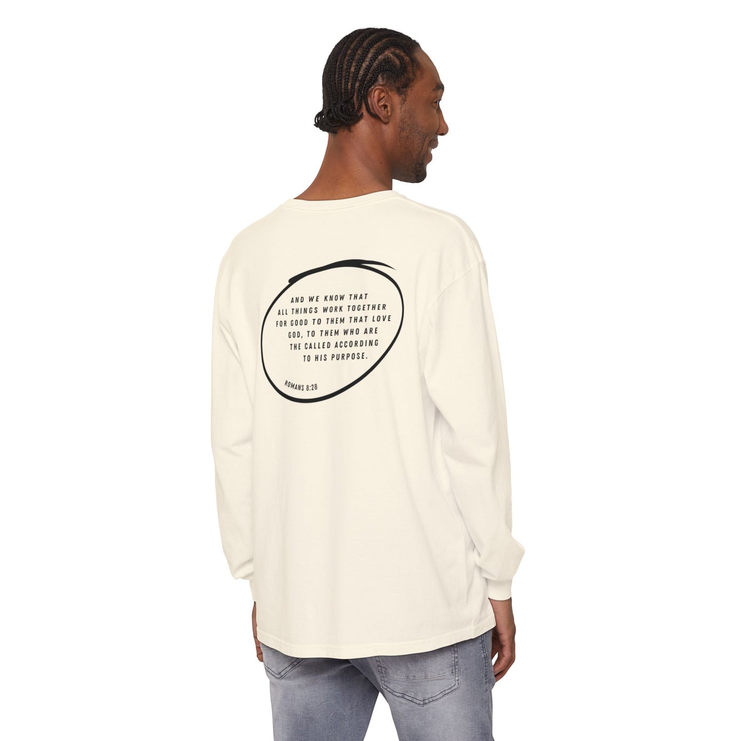 HARD FOUGHT HALLELUJAH - Romans 8:28 (long sleeve in Ivory, Grey or Blue Jean)