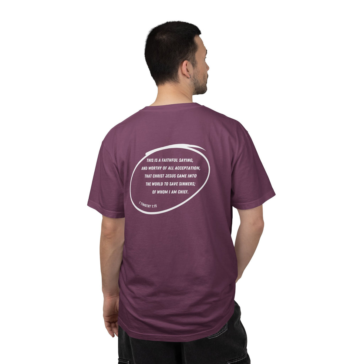 FORGIVEN - 1 Timothy 1:15 (short sleeve in Black, Berry or Denim)