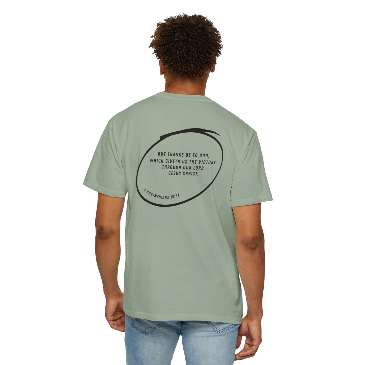 VICTORY - 1 Corinthians 15:57 (short sleeve in Washed Denim, Bay or Khaki)