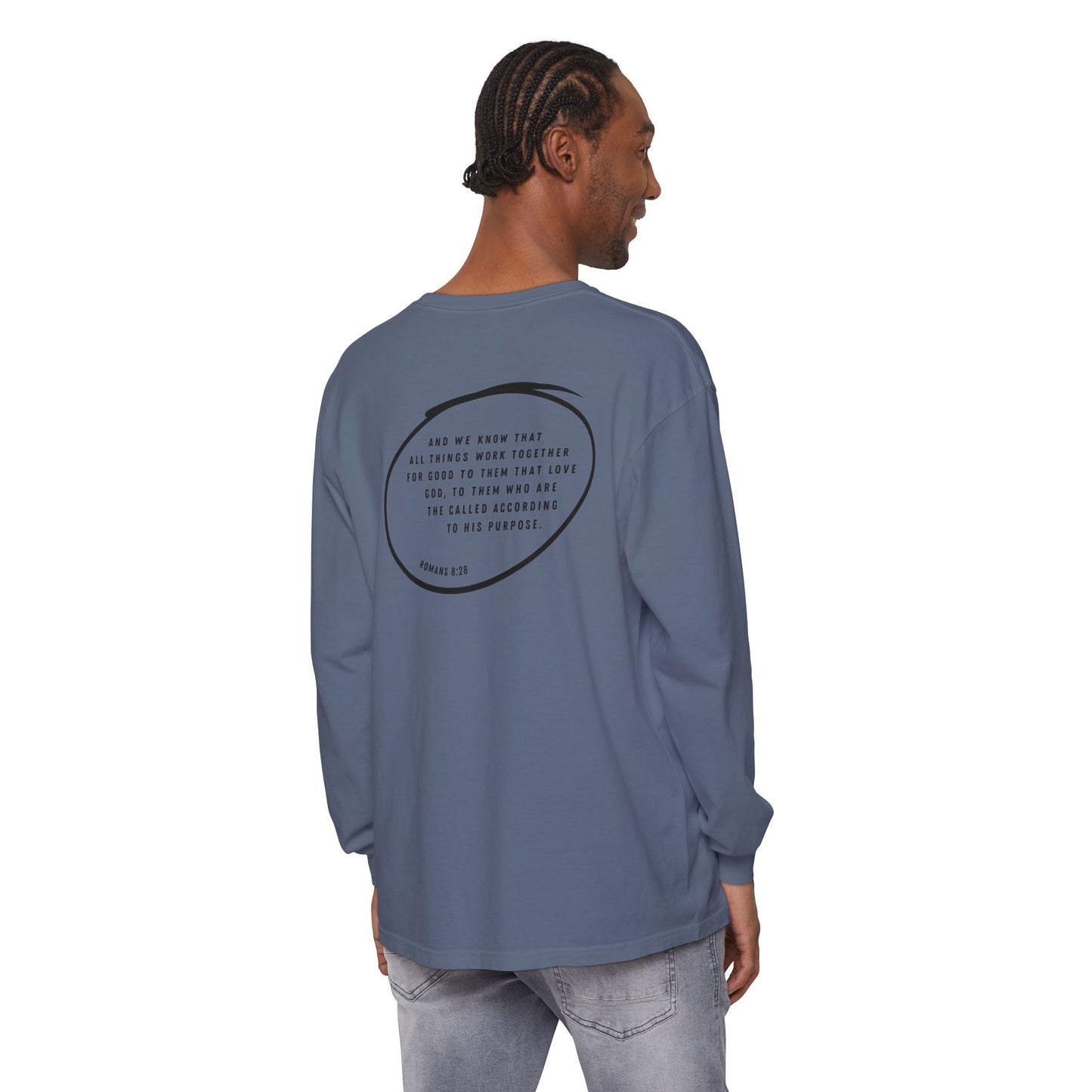 HARD FOUGHT HALLELUJAH - Romans 8:28 (long sleeve in Ivory, Grey or Blue Jean)