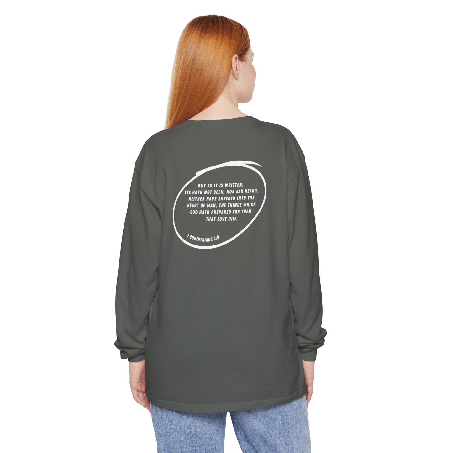 LIMITLESS - 1 Corinthians 2:9 (long sleeve in True Navy, Blue Jean, or Pepper)