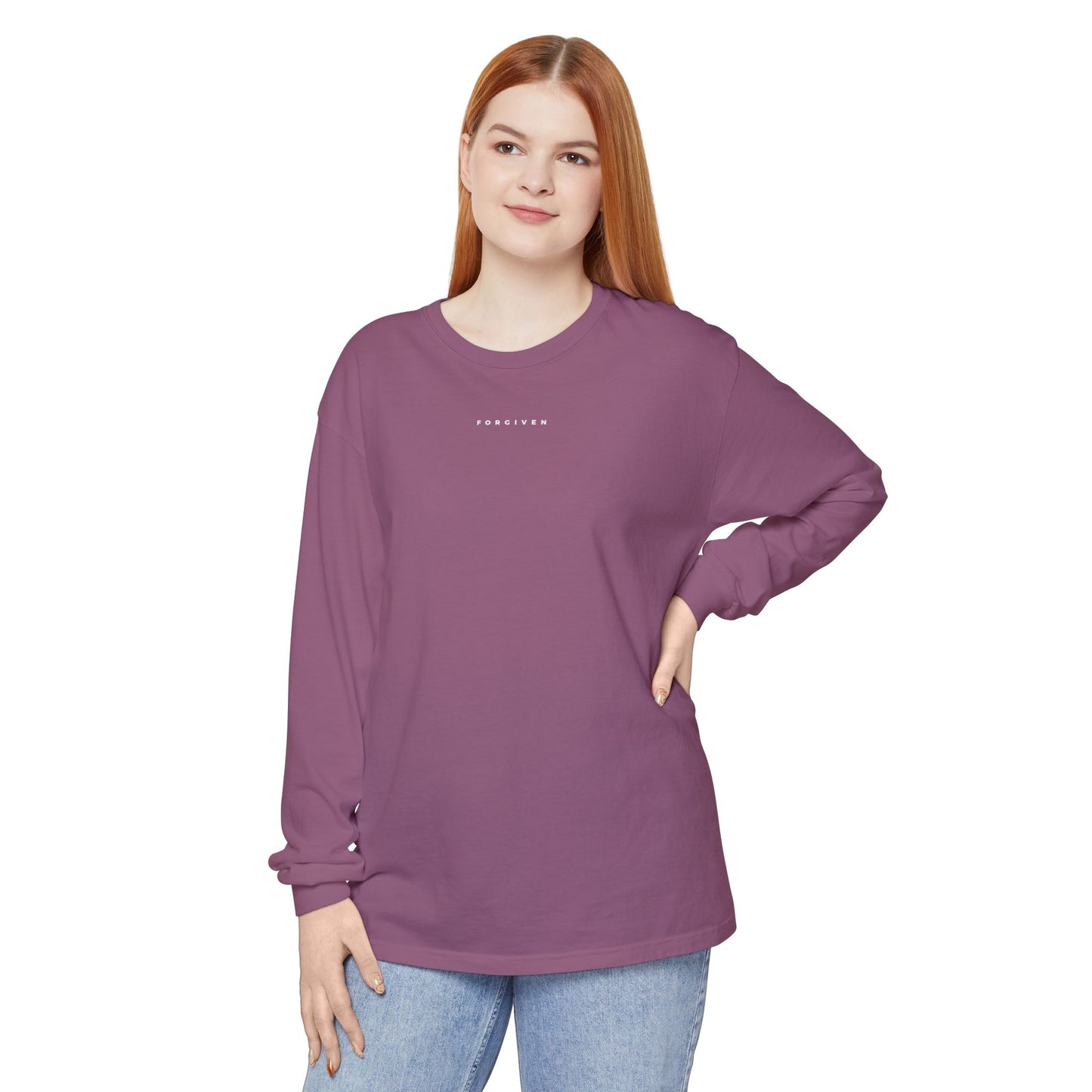 FORGIVEN - 1 Timothy 1:15 (long sleeve in Black, Berry or Midnight)