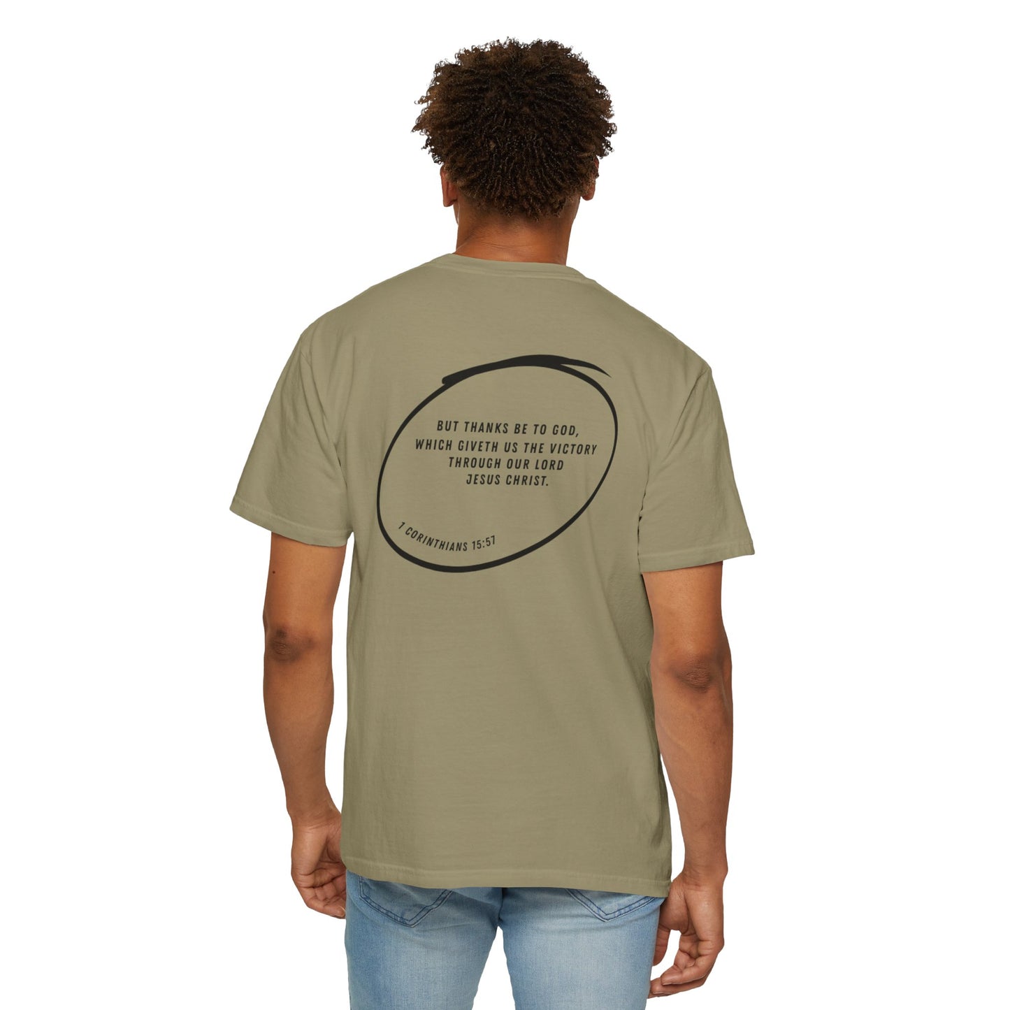 VICTORY - 1 Corinthians 15:57 (short sleeve in Washed Denim, Bay or Khaki)