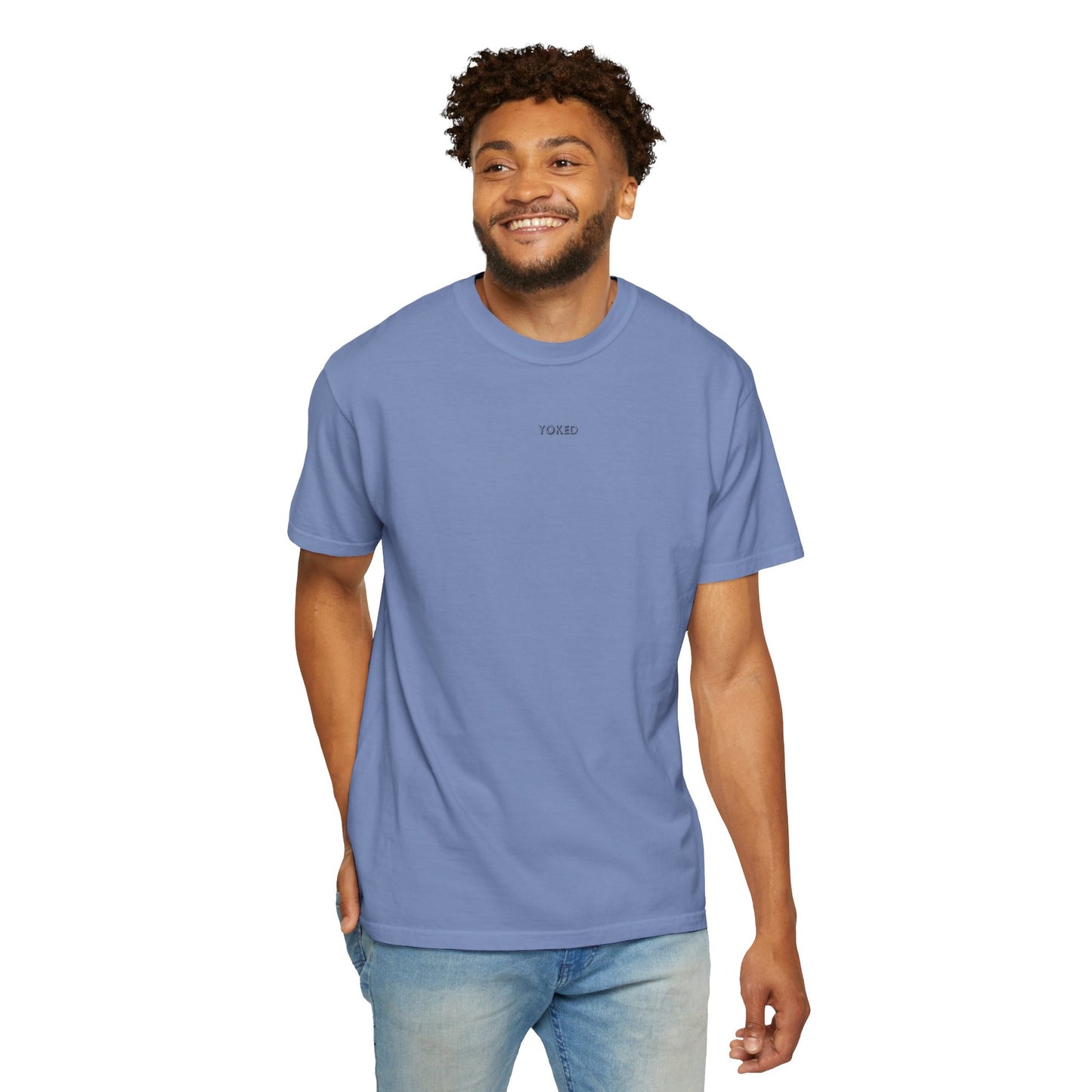 YOKED - Matthew 11:29 (short sleeve in Washed Denim, Bay or Ivory)