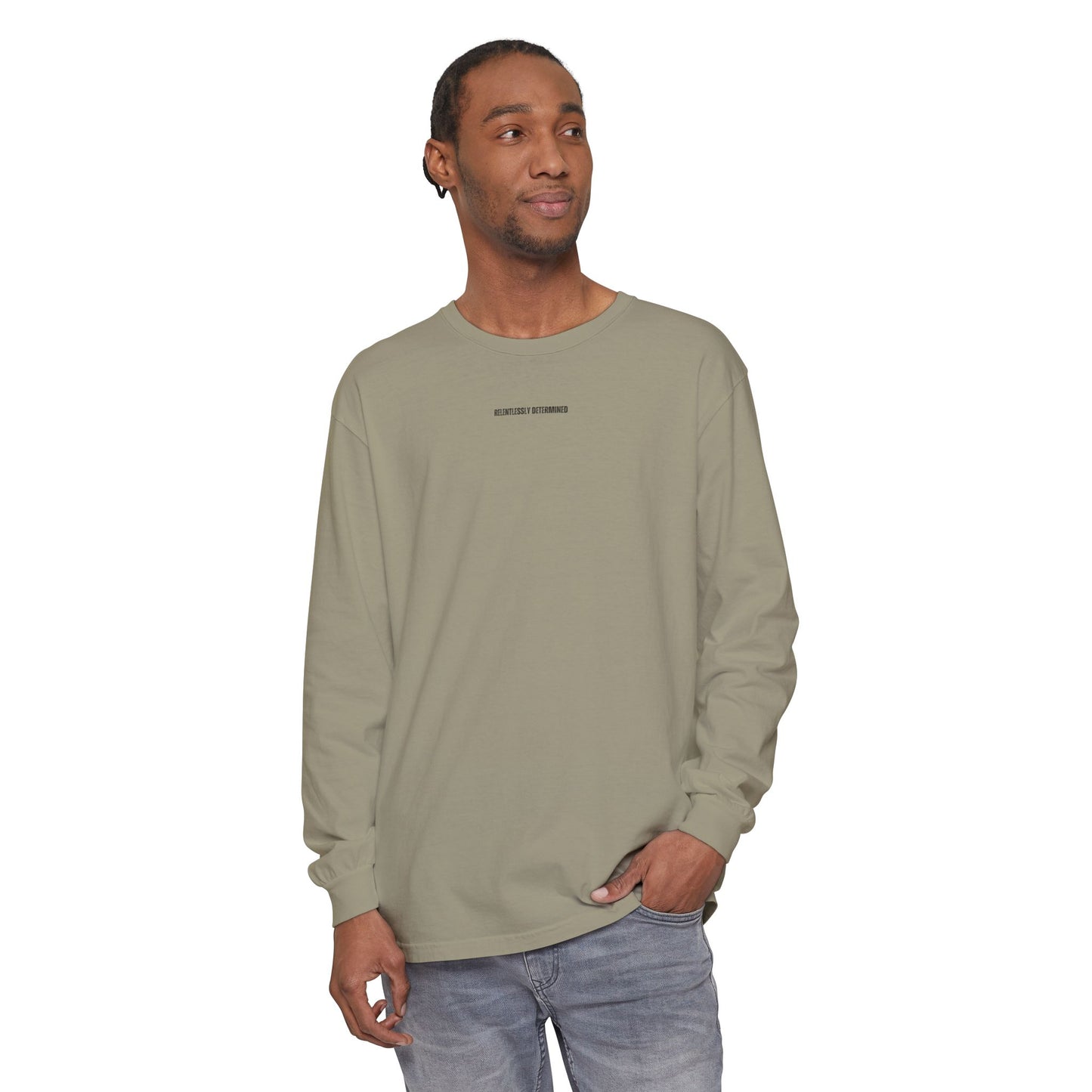 RELENTLESSLY DETERMINED - Philippians 3:14 (long sleeve in Granite, Blue Jean or Sandstone)