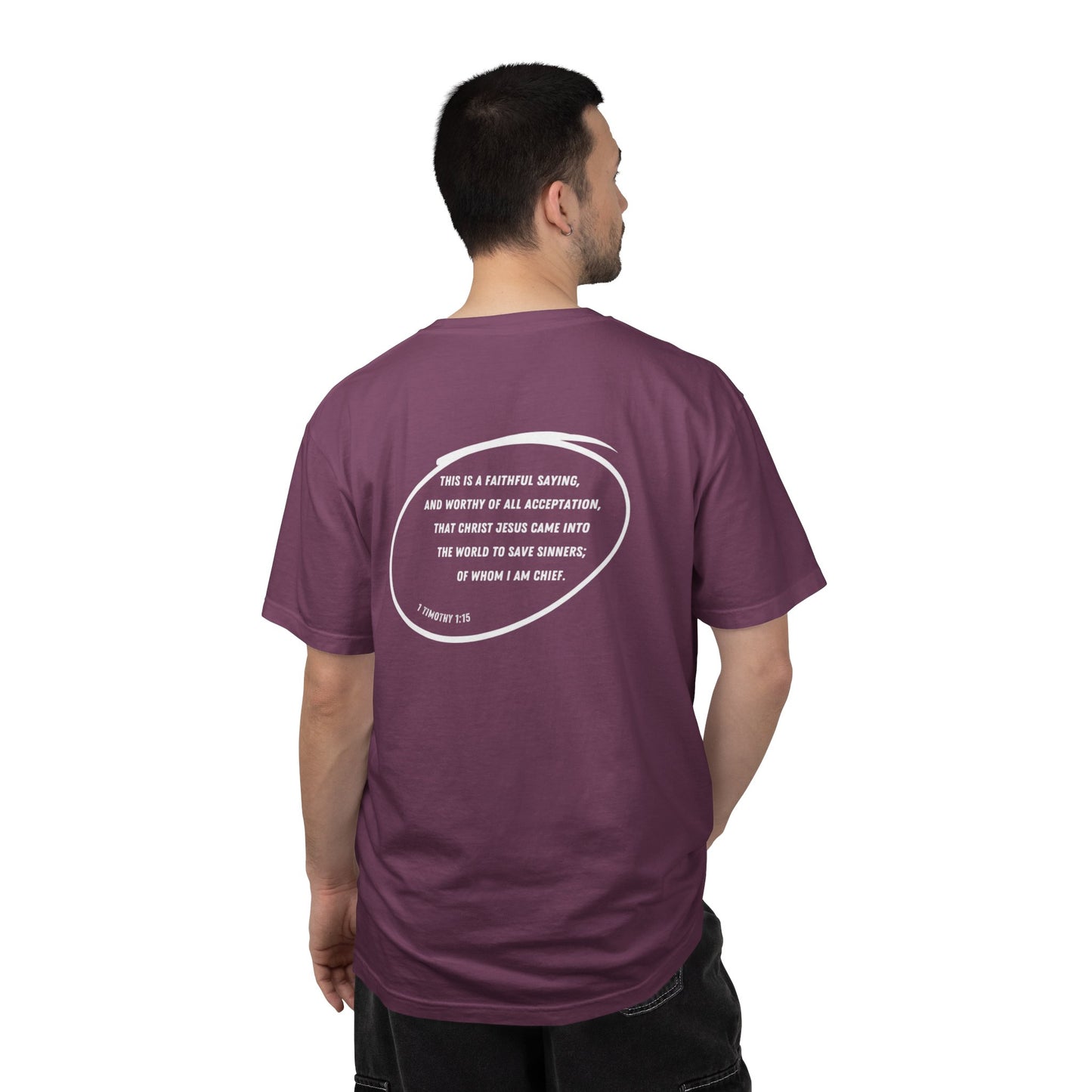 FORGIVEN - 1 Timothy 1:15 (short sleeve in Black, Berry or Denim)