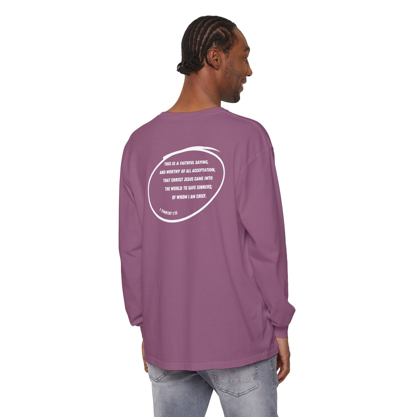 FORGIVEN - 1 Timothy 1:15 (long sleeve in Black, Berry or Midnight)